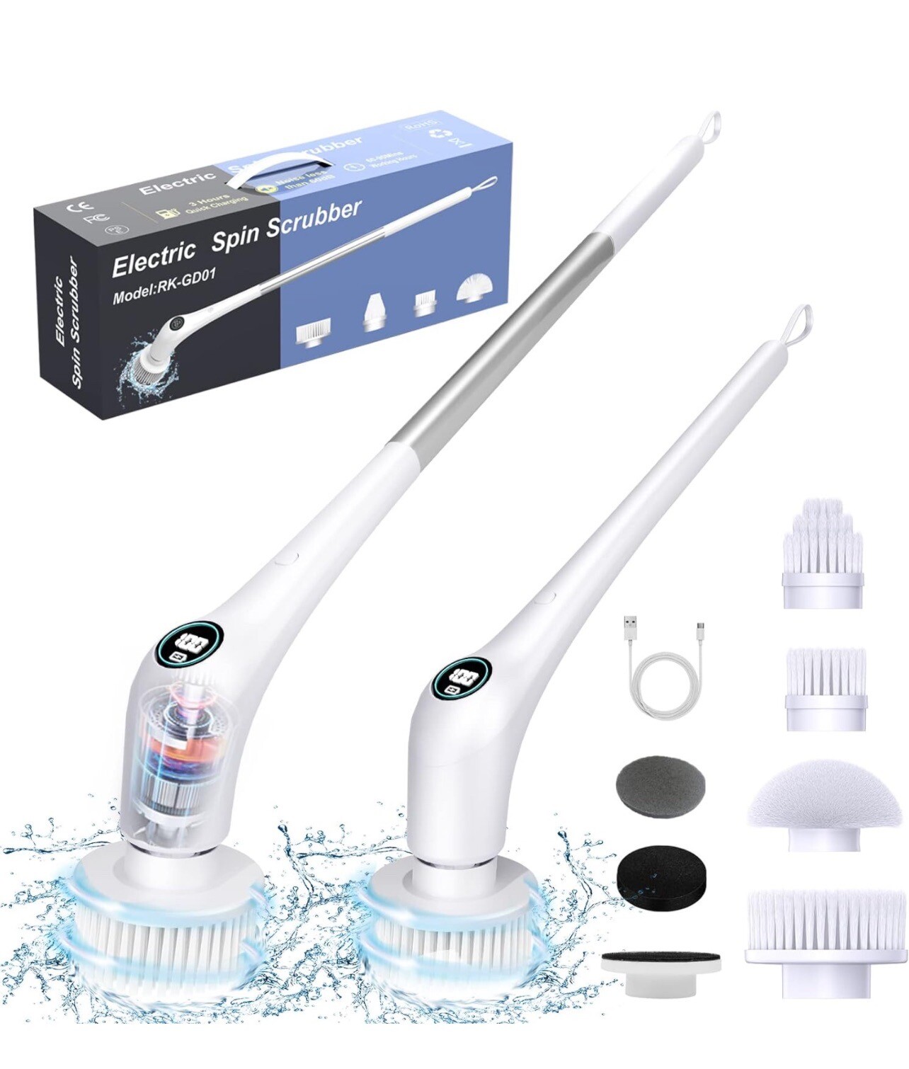Vicmayun Cordless Electric Spin Scrubber | Rechargeable Power Cleaning Brush