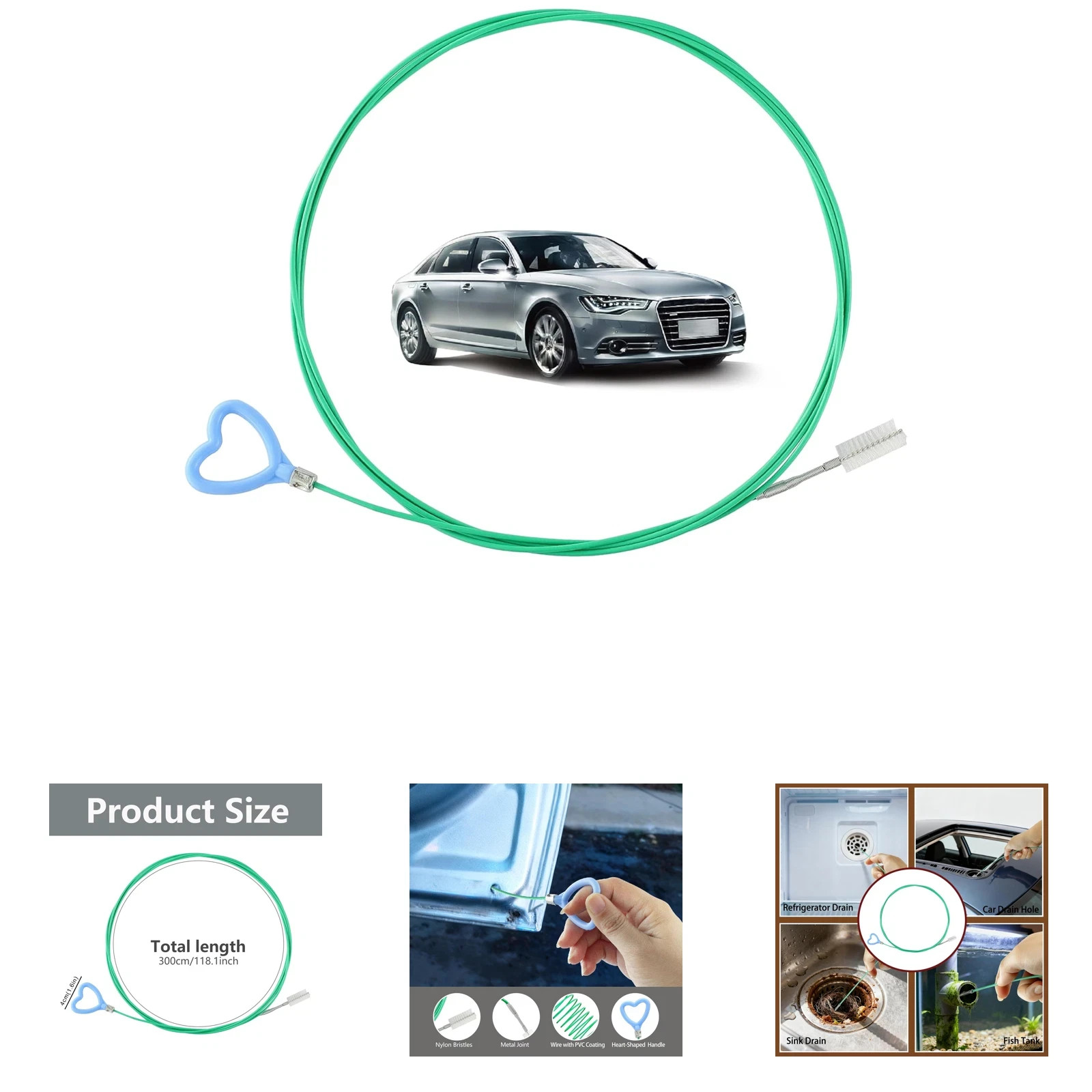 Sunroof Drain Cleaning Tool, Extra Long Flexible Pipe Cleaner, Car AC and