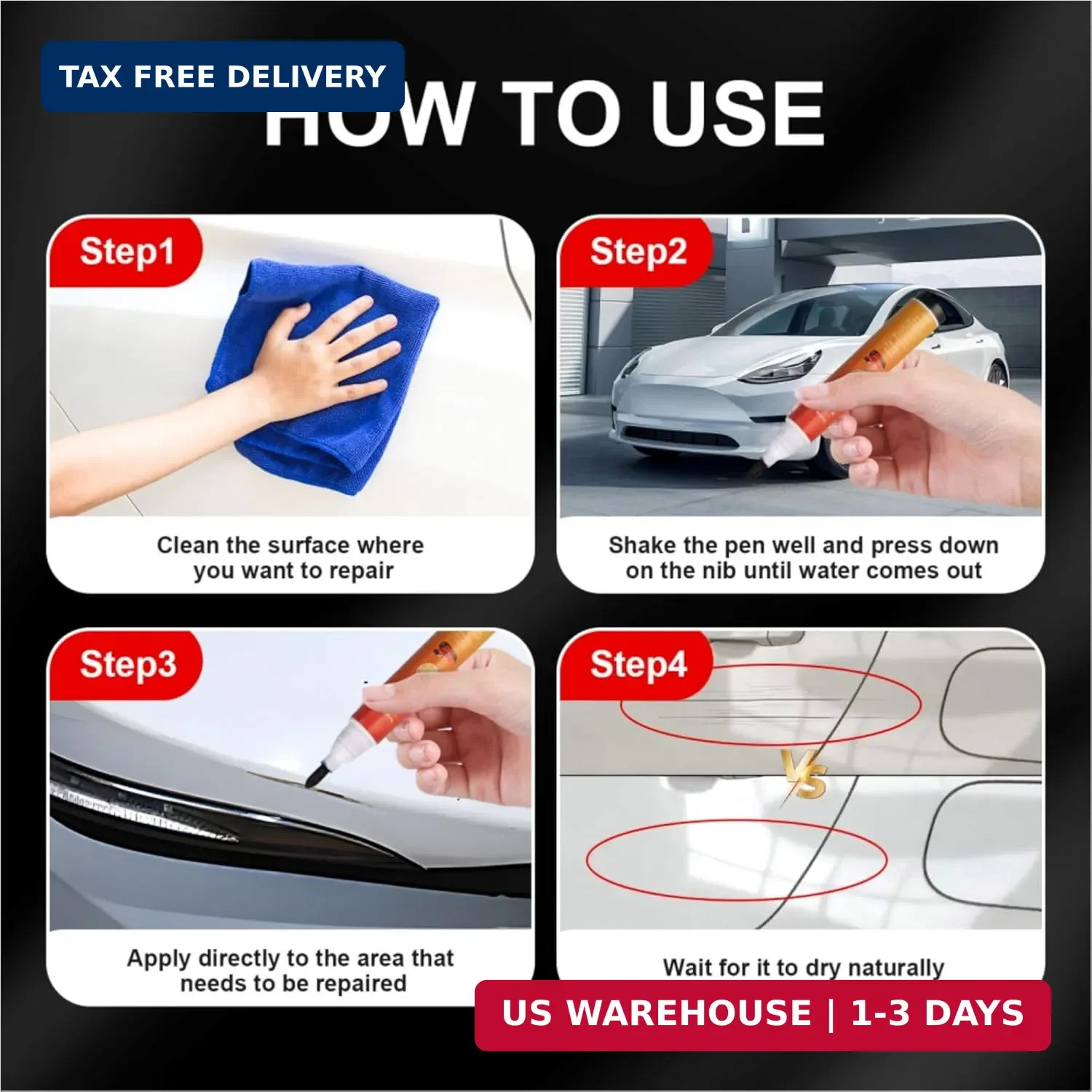 Car Scratch Remover Pen, 2Pcs Magic Car Paint Scratch Repair Pen Professional Re