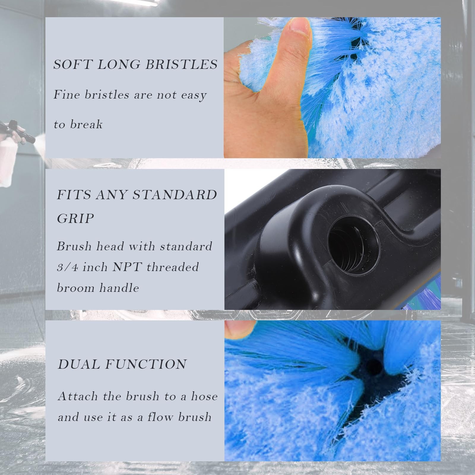 10Inch Soft Bristle Car Wash Brush Head for Auto, RV, Boat, Truck Cleaning