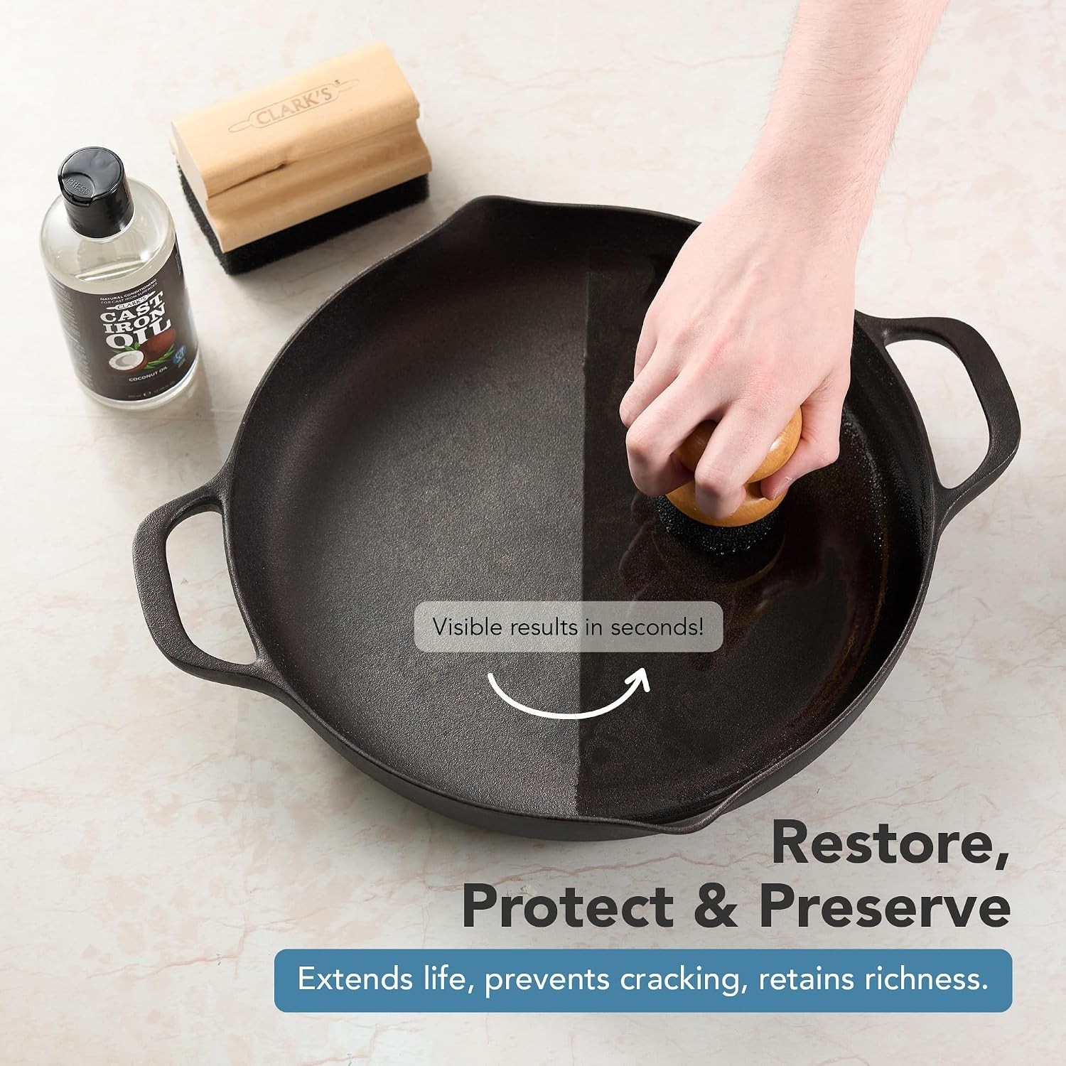 Complete Cast Iron Cleaning Kit with Seasoning Oil
