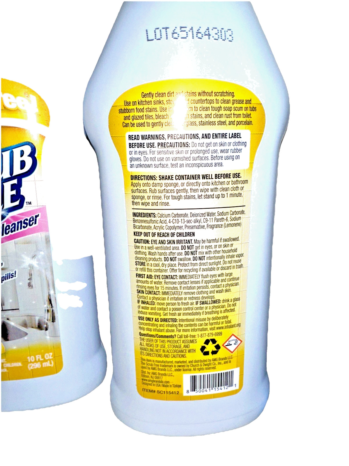 3) PK Scrub Free Cream Cleaning Cleanser Scratch Free & Lemon Scent 10 oz Each