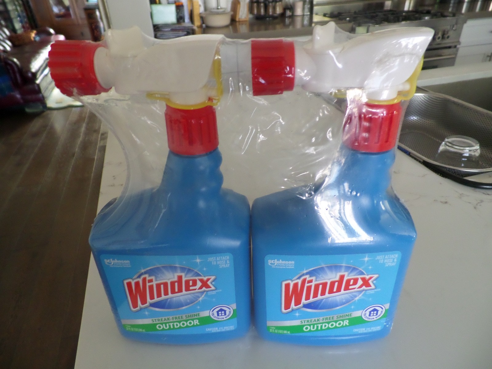 SEALED! Windex Outdoor Glass Cleaner 2 PACK Concentrated 32 Oz Hose Attachments