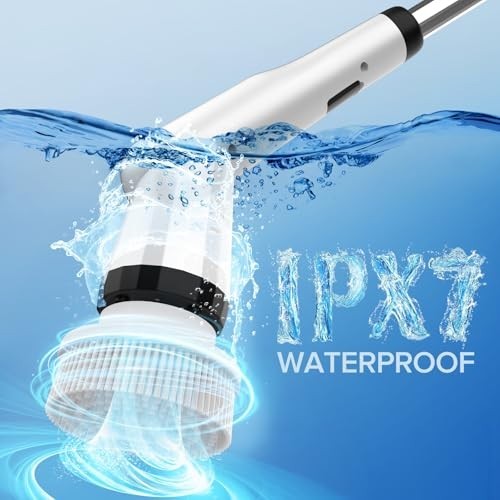 Electric Spin Scrubber with 7 Brush Heads & Retractable Handle – 2-Speed Shower