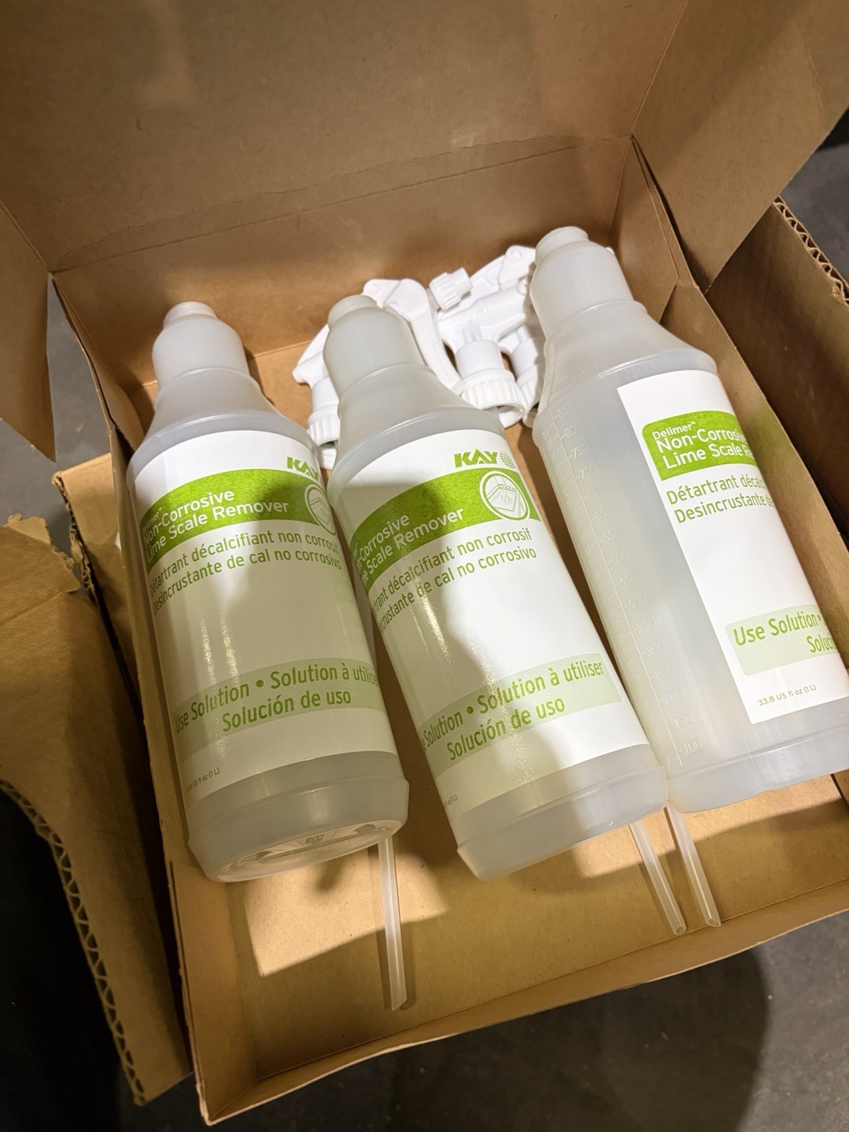 3x Delimer Non-Corrosive Lime Scale Remover Spray Bottle w/ Triggers