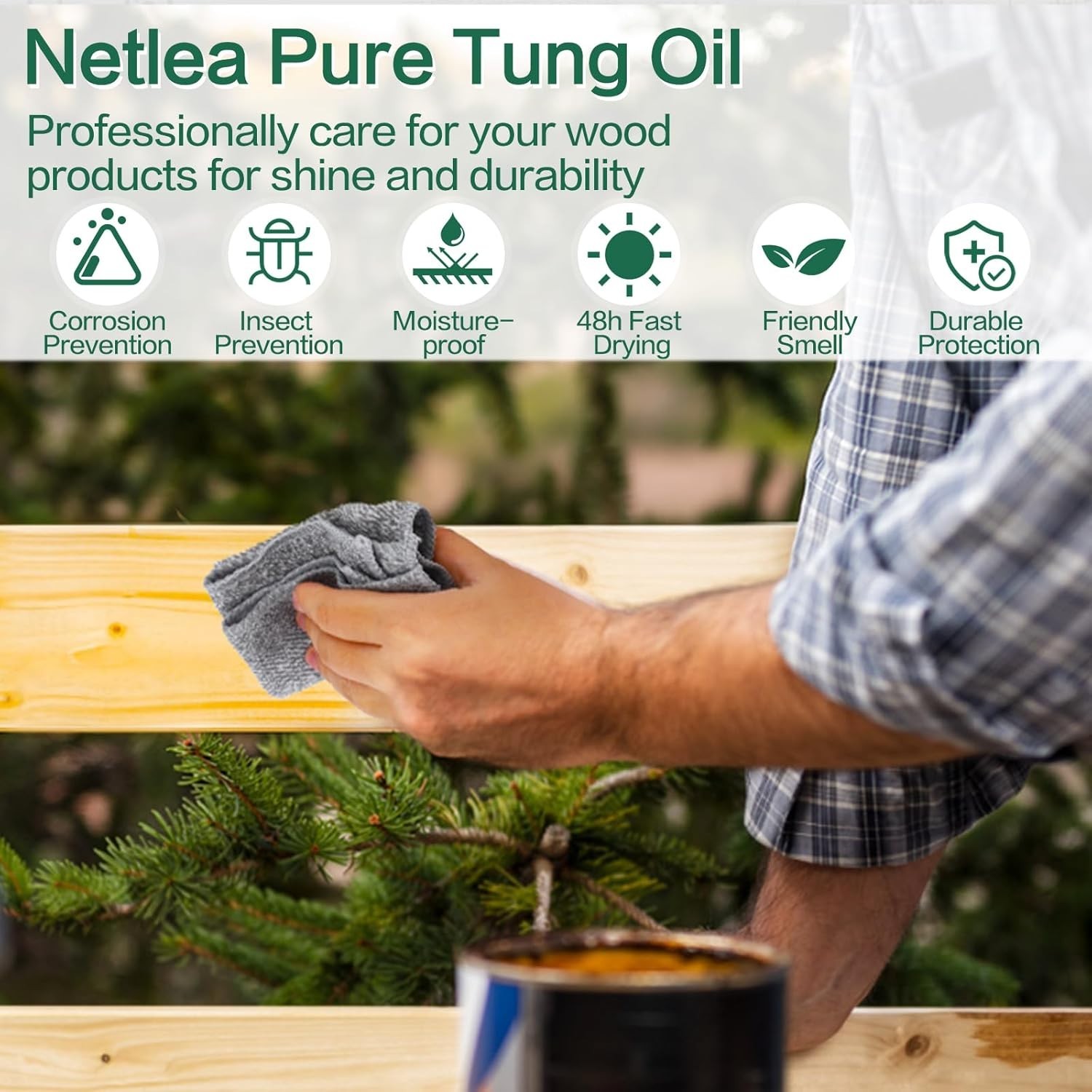 “32OZ Tung Oil with a Soft Towel for Wood Finishing,Food Safety for Furniture “