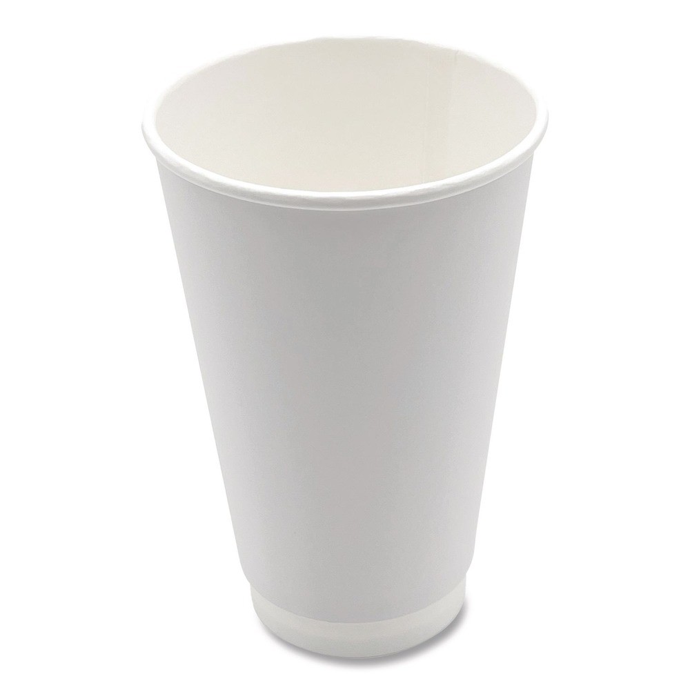 Boardwalk DW16HCUP 16 oz Double-Walled Paper Hot Cups – White (500/Carton) New