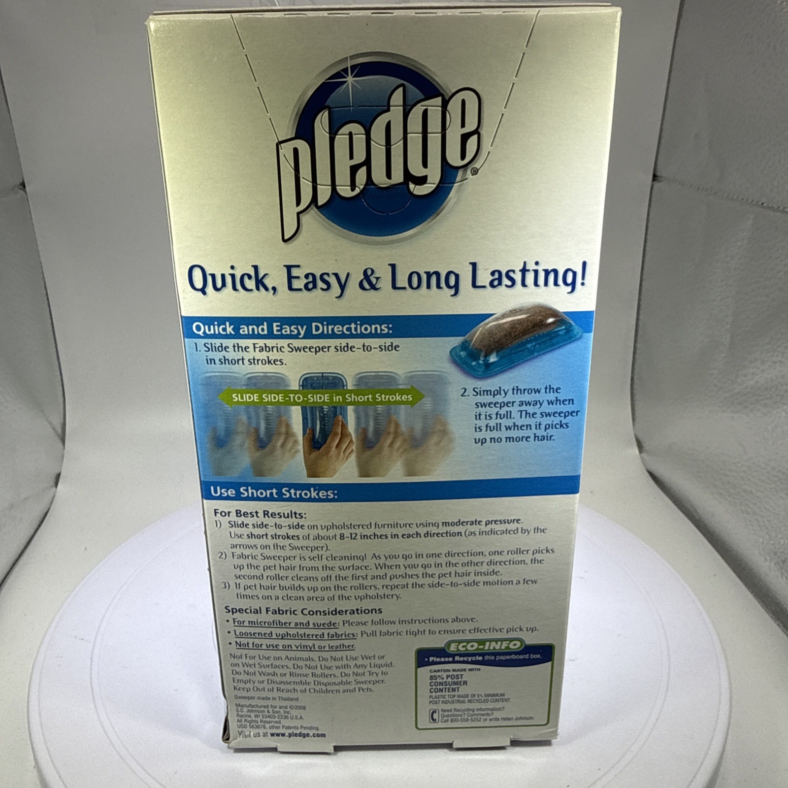 Pledge Fabric Sweeper For Pet Hair New Discontinued Removes Cat Dog Easy To Use