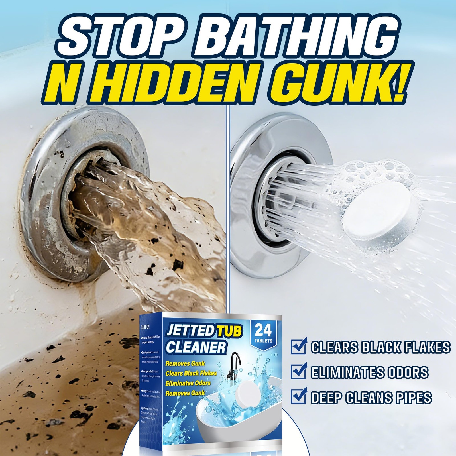 Jetted Tub Cleaner (24 Count) – Effective Whirlpool & Hot Tub System Flush – …