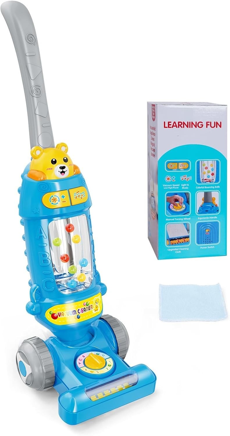 Toddler Toy Vacuum Cleaner with Lights and Sounds Pretend Play for Kids 1-5