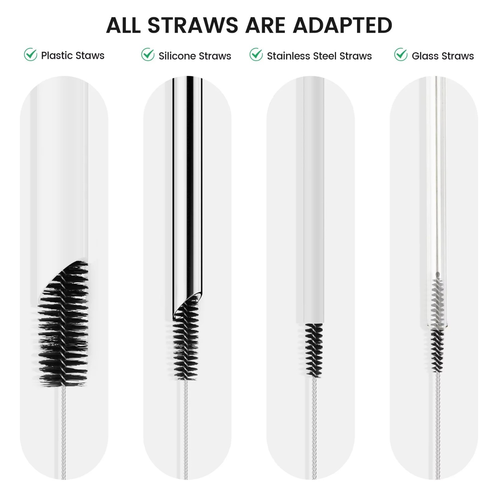 US Nylon Straw Brush Cleaner Bottle Tube Pipe Small Long Cleaning 10Pcs Set