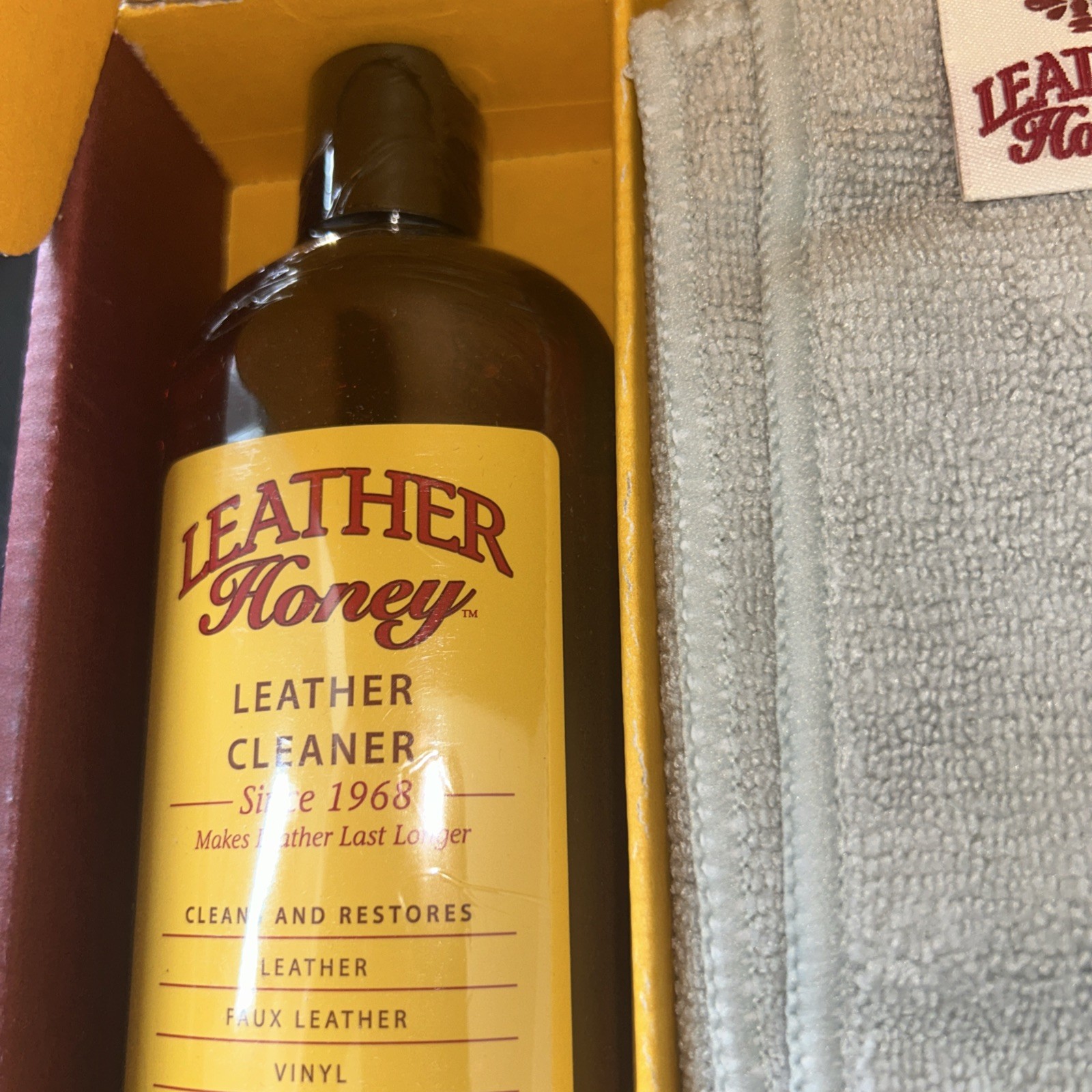 Leather Honey Complete Leather Care Kit: Cleaner, Conditioner, 2 Cloths sealed