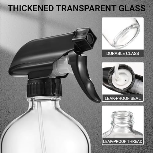 3 Pack 16oz Empty Glass Spray Bottles with Silicone Sleeve – Refillable Boston R