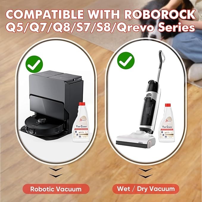 Floor Cleaning Solution for Roborock Q5/Q7/Q8/S7/S8, 4 Bottles