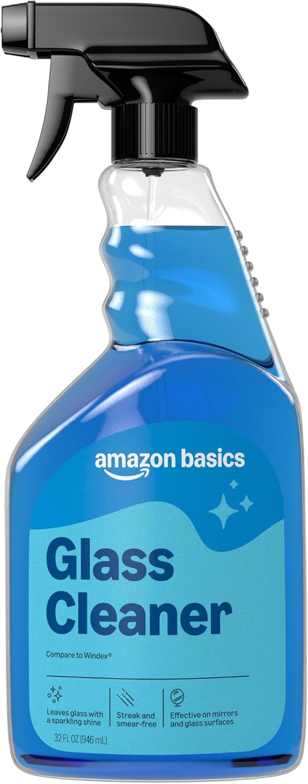 Glass Cleaner, Streak-Free Shine, 32 Fl Oz, Pack of 2 with 1 Sprayer
