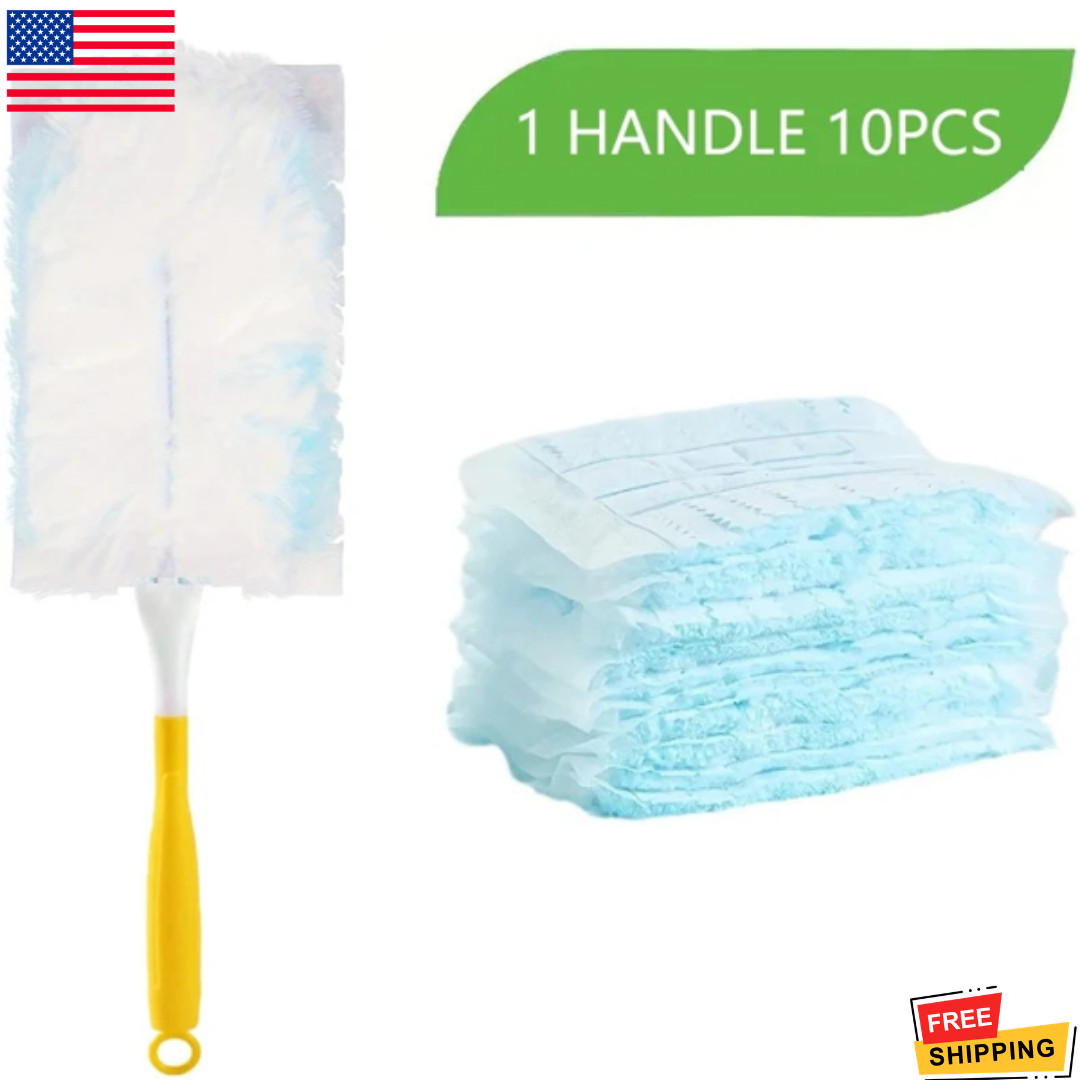 10 Pieces Duster Refills Disposable Duster Refills Compatible for Swiffer, Blue