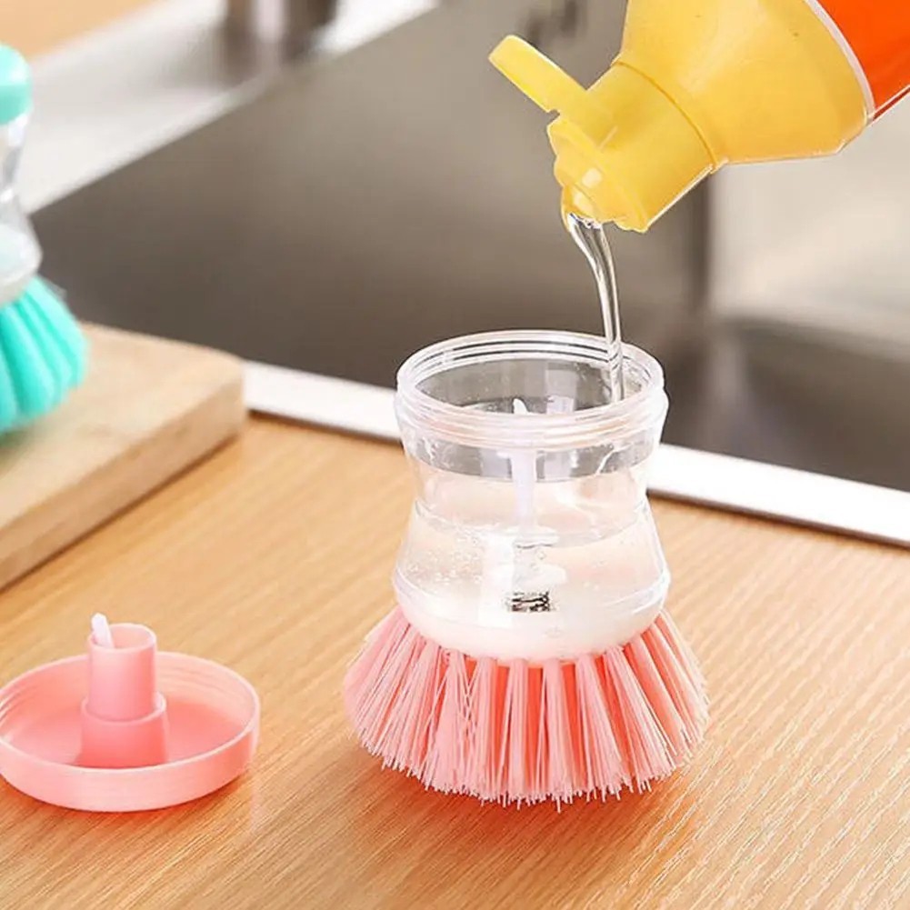 Kitchen Wash Pot Dish Brush Washing Utensil with Automatic Soap Liquid Accessory