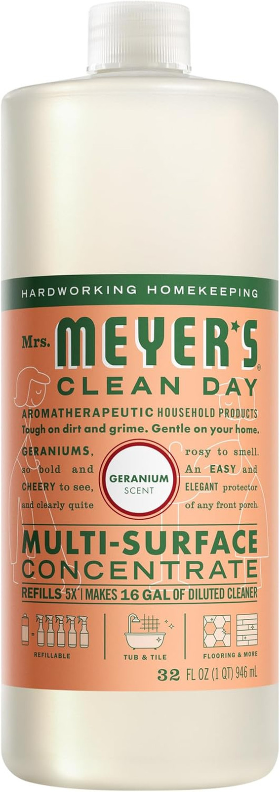 Mrs Meyers Multi-Surface Cleaner Concentrate Geranium Scent 32 fl oz Bottle