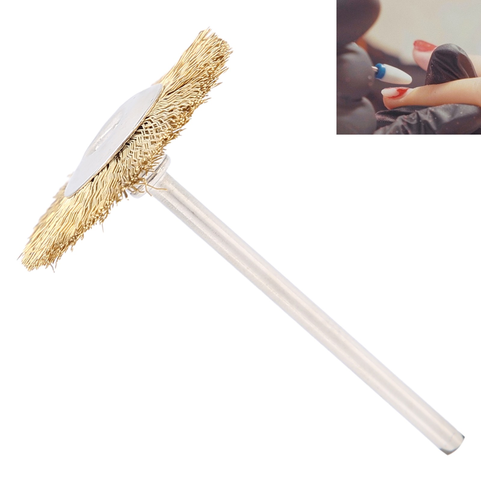 T Shaped Nail Drill Bit Cleaning Brush Brass Wire Grinding Head Cleaner Brush