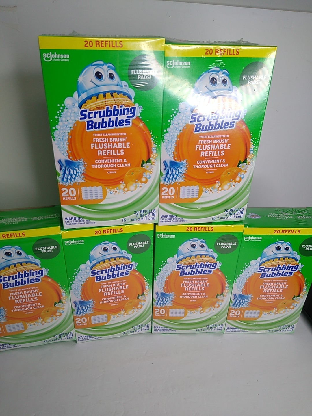 6x SEALED Scrubbing Bubbles Freah Brush Flushable Refills Citrus 20 Refill Box