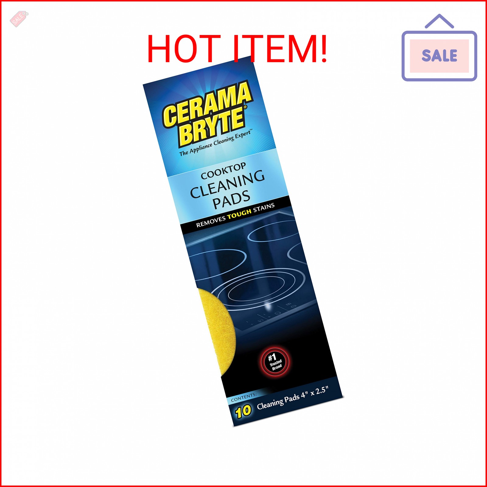 Cerama Bryte Cooktop Cleaning Pads, 10-Count 2 Pack