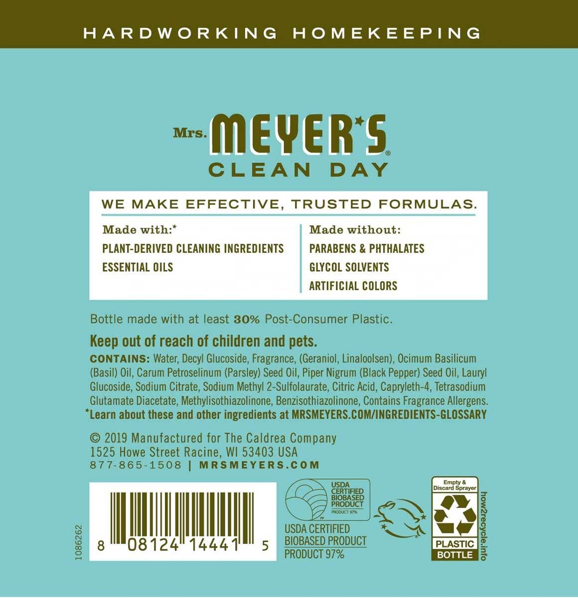 Mrs Meyers Multi-Surface Cleaner Clean Day Basil Scent – 16 Oz – EACH