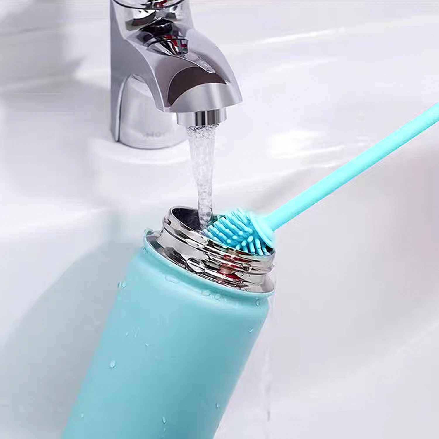 2 Pack Silicone Bottle Brush Cleaner Lab Cleaning Brush for Baby Bottles Blue
