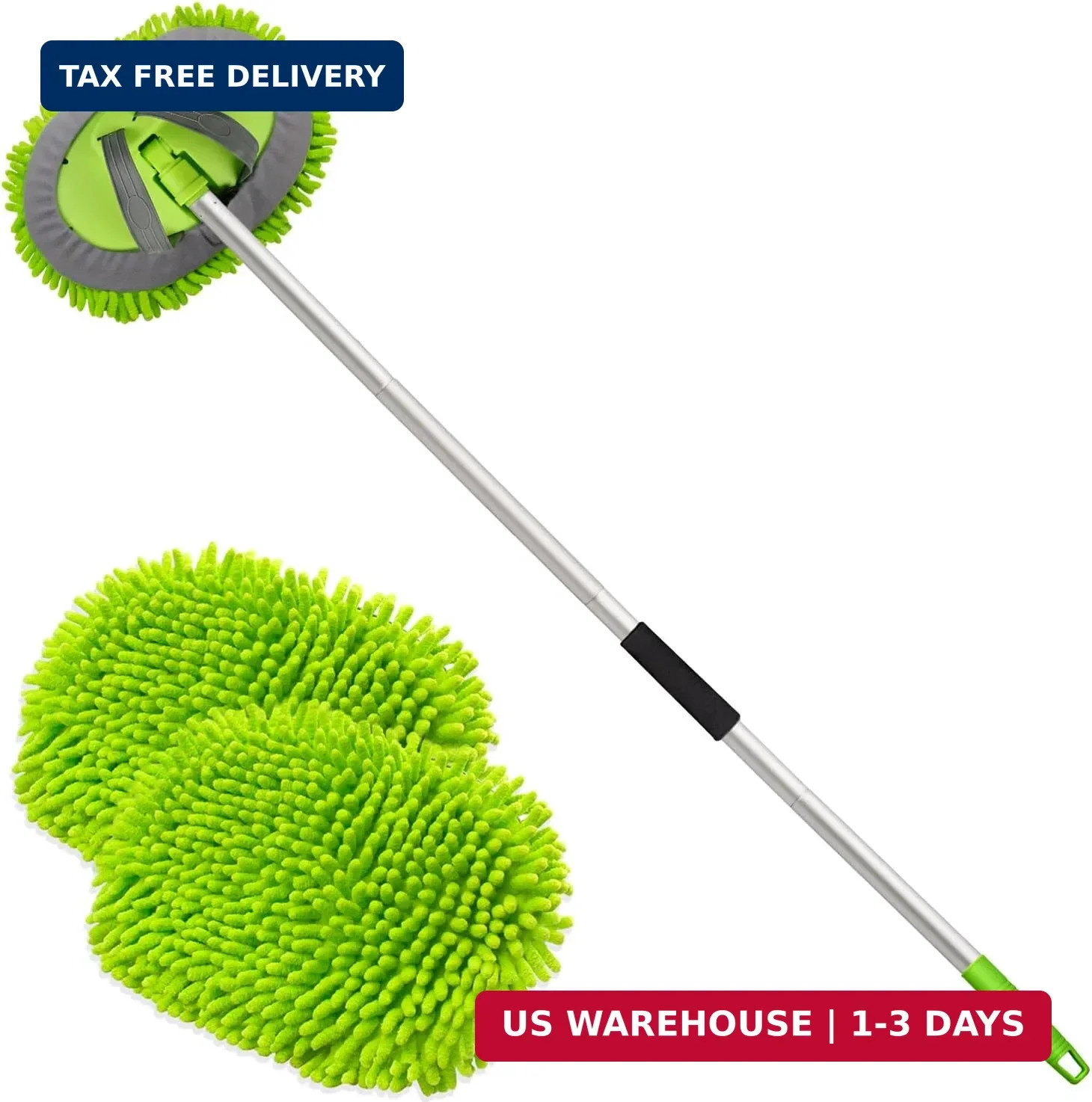 anngrowy 62″ Microfiber Car Wash Brush Mop Kit Mitt Sponge with Long Handle Car