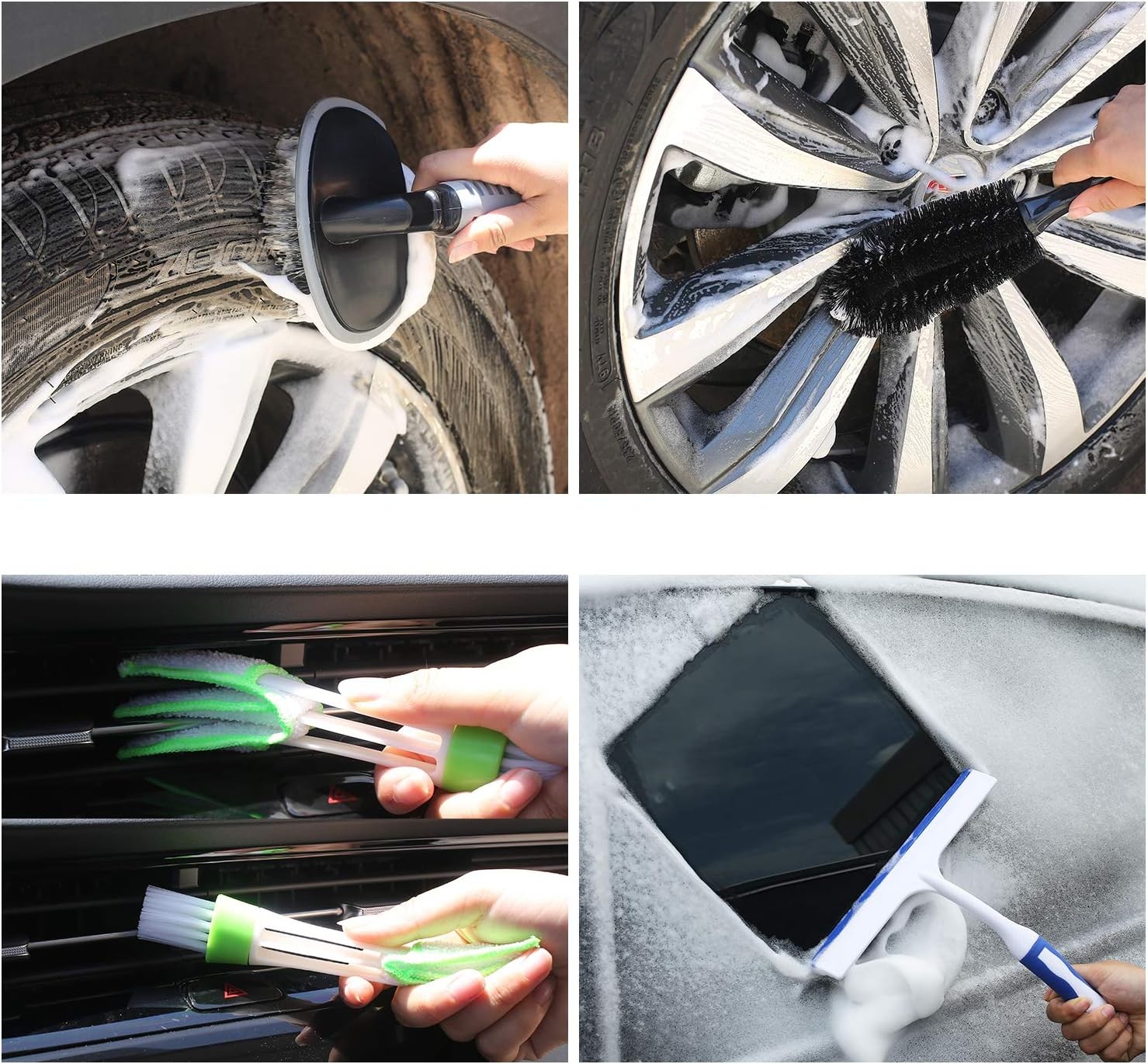 AUTODECO 22Pcs Car Wash Cleaning Tools Kit Car Detailing Set with Blue Canvas Ba