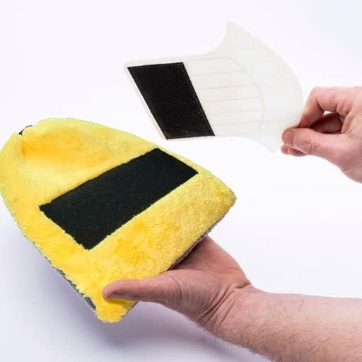 Extra Large Microfiber Auto Tire Scrubbing Mitt with Detachable Plastic Spray Sh