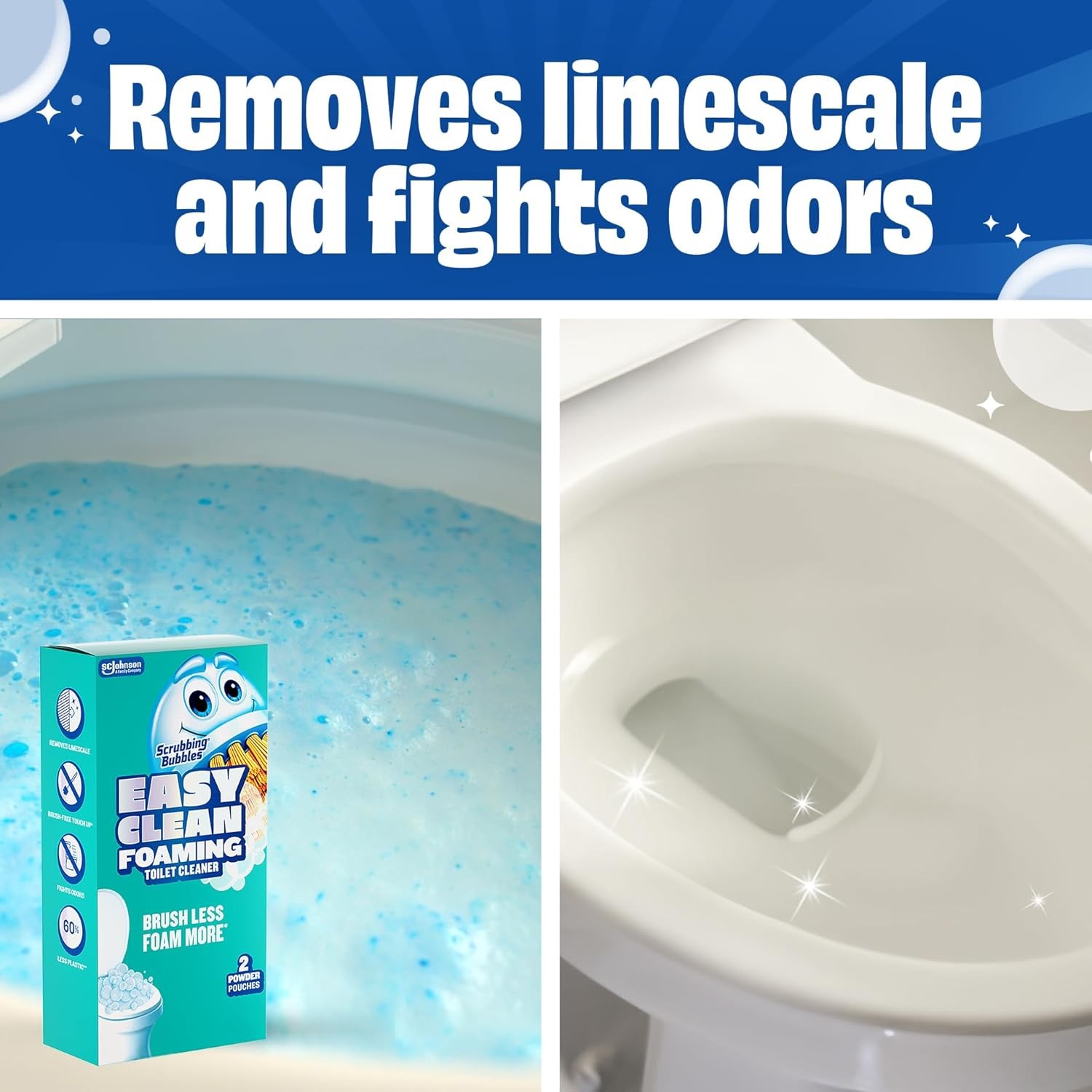 Scrubbing Bubbles Toilet Cleaner Powder Pouches 2 Pack Easy Clean Foaming