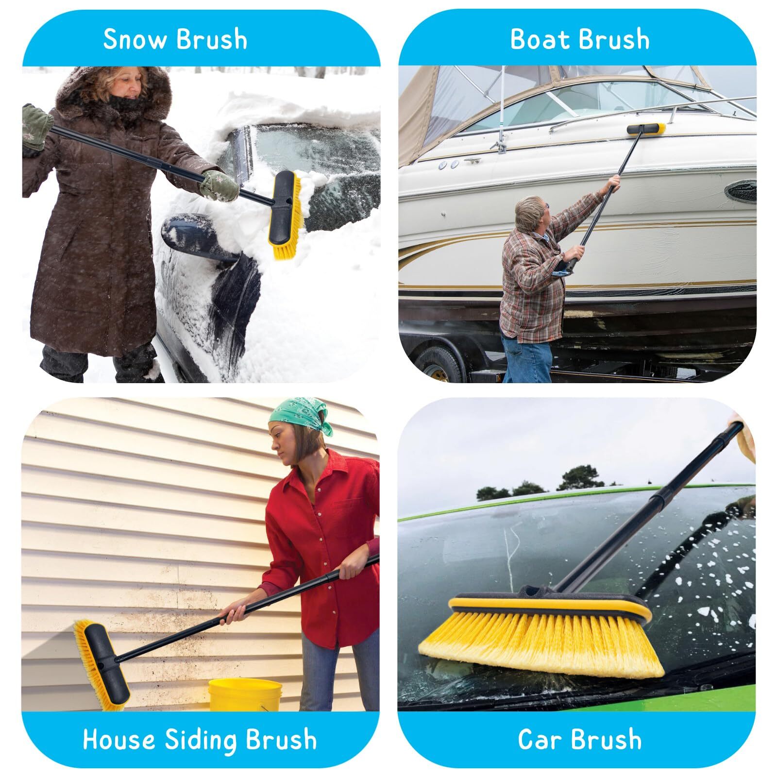 Long Handle Car Wash Brush 55” Soft Bristles for RV Boat Truck Cleaning