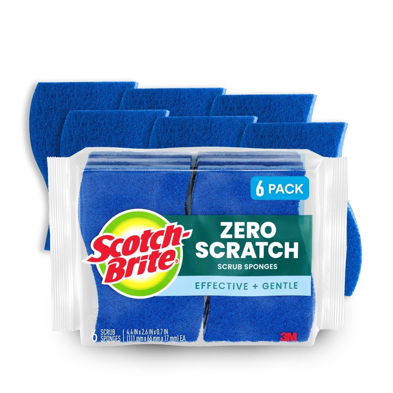 Scotch-Brite Zero Scratch Scrub Sponge, 6 Kitchen Sponges for Cleaning Around