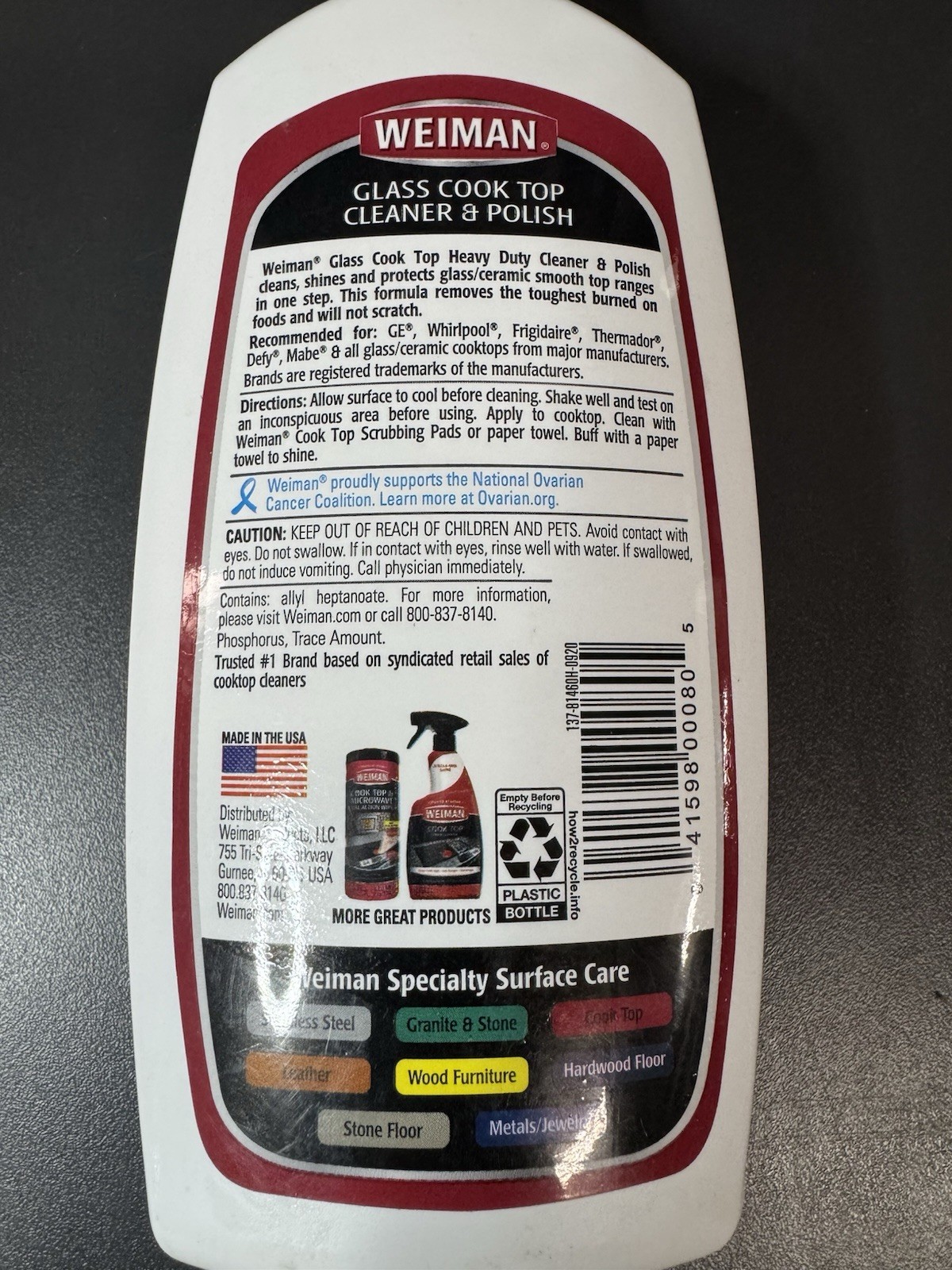 Weiman Glass Cook Top Cleaner & Polish Heavy Duty 20 Ounce Liquid