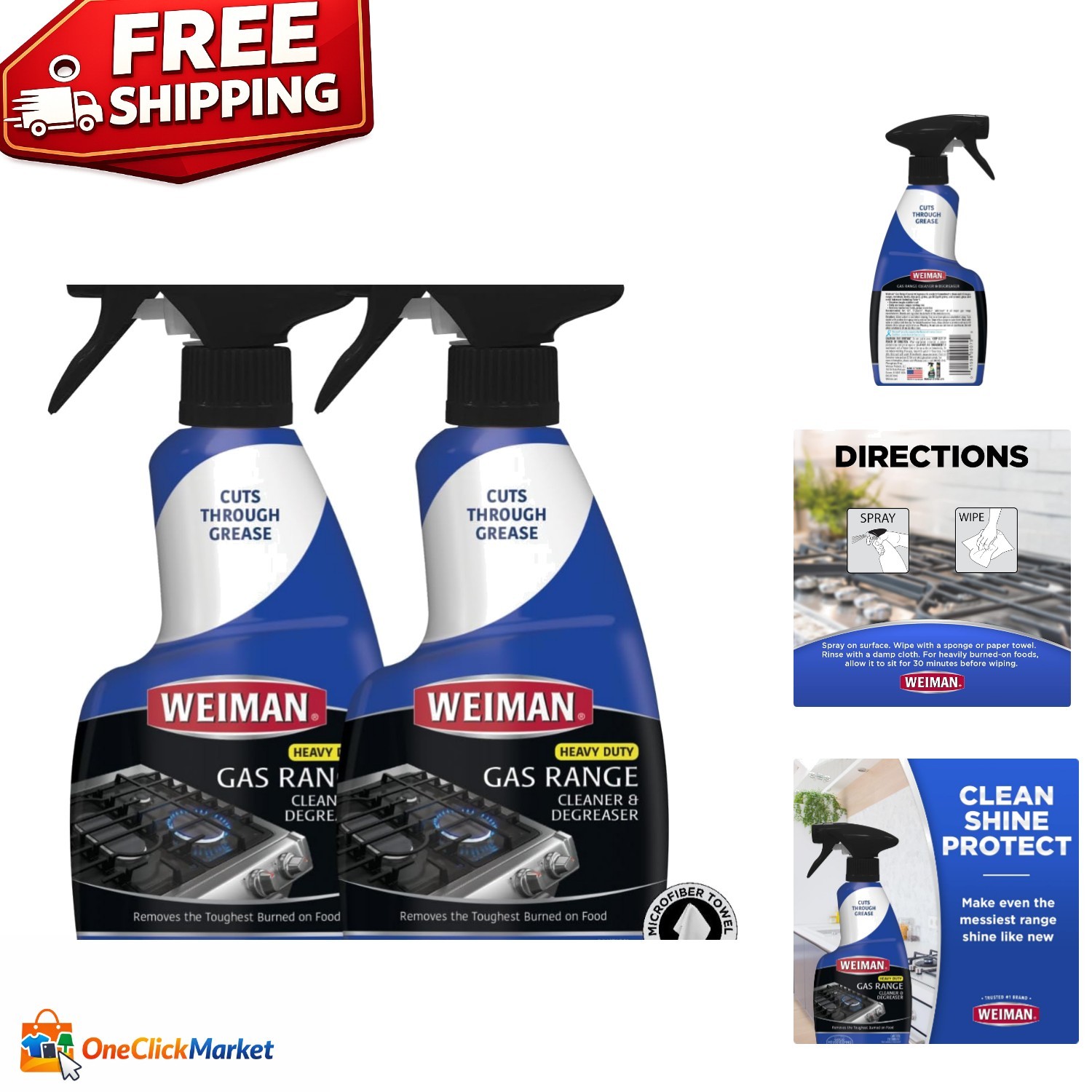 All-Surface Gas Range Degreaser – 24 oz Total, Includes Microfiber Towel