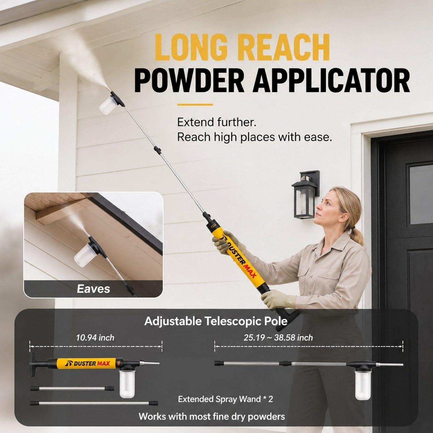 Diatomaceous Earth Powder Duster, 4FT Adjustable Long Reach Pump Applicator
