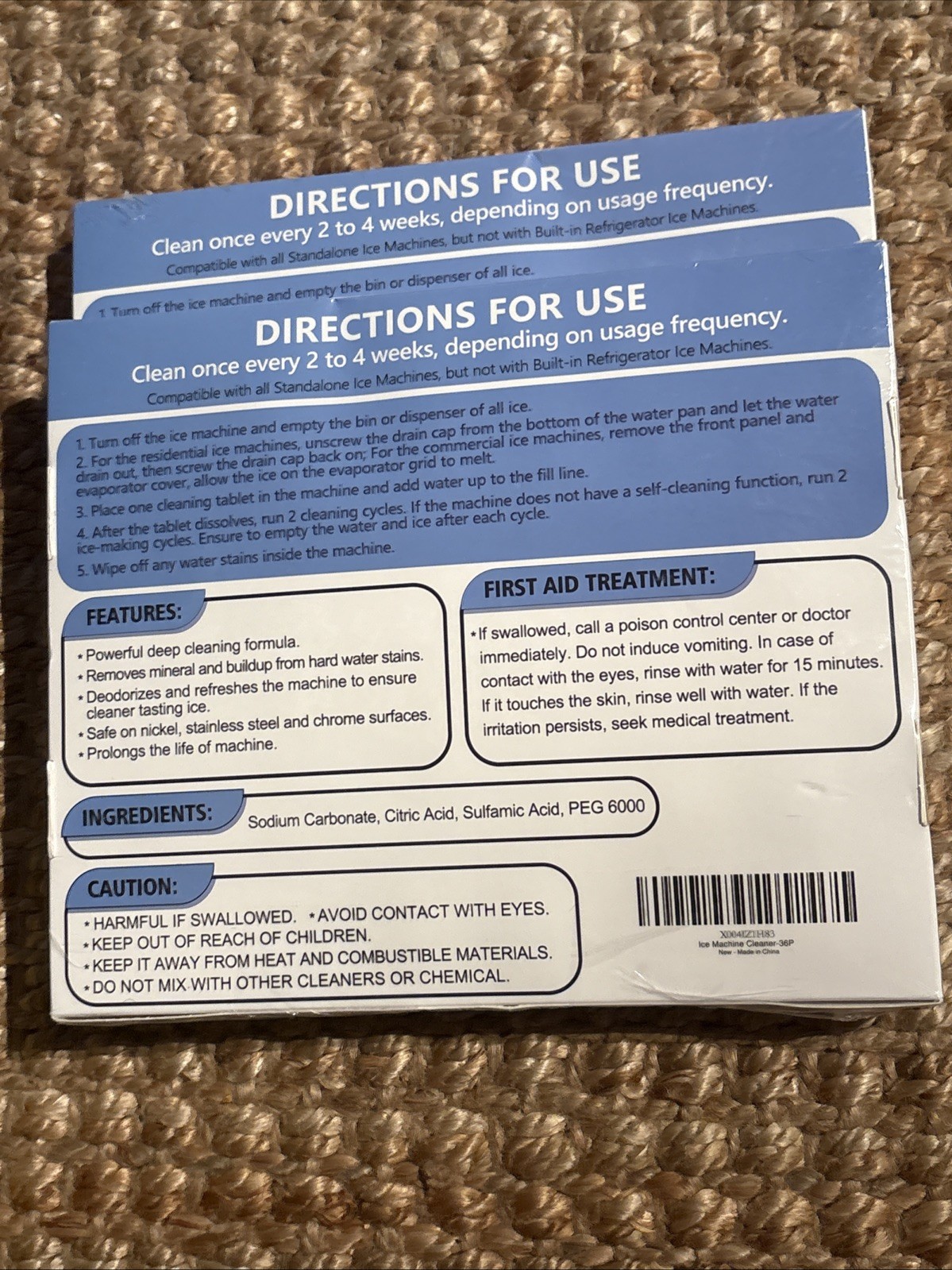 Uskich Ice Machine Cleaner 72 Tablets Descales & Deodorizes 36 Months Supply.