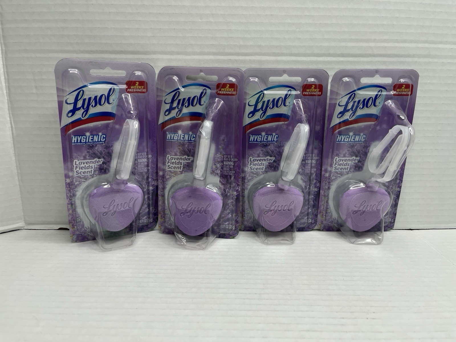 4 Pk Lysol Hygienic Lavender Field Scent Automatic Toilet Cleaner Purple Clip On