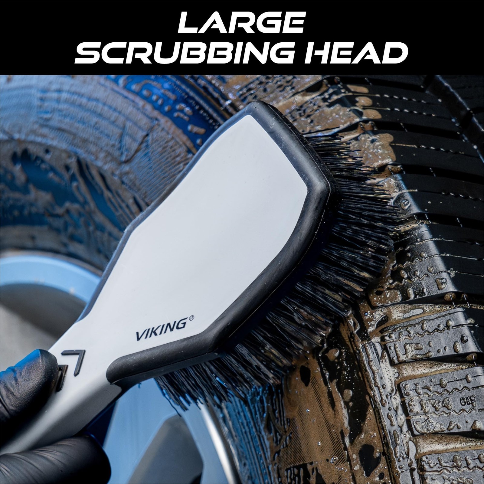 Tire and Wheel Brush for Car Cleaning, 10.3 x 3.3 x 2.3 inches, Grey