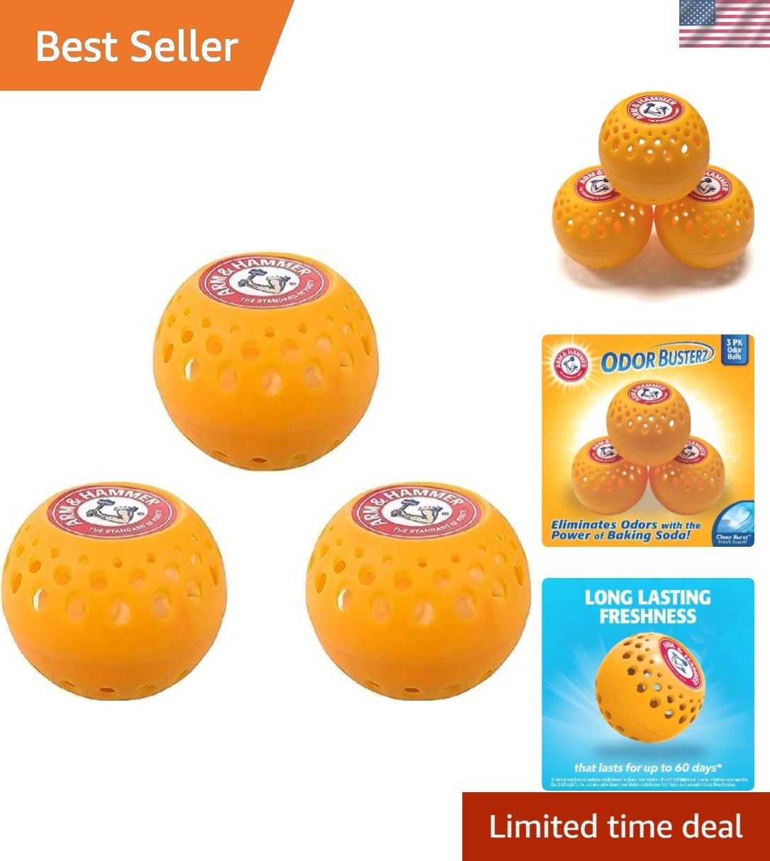 Arm and Hammer Odor Busterz: 60-Day Freshness with Clean Burst Scent, 3 Pack