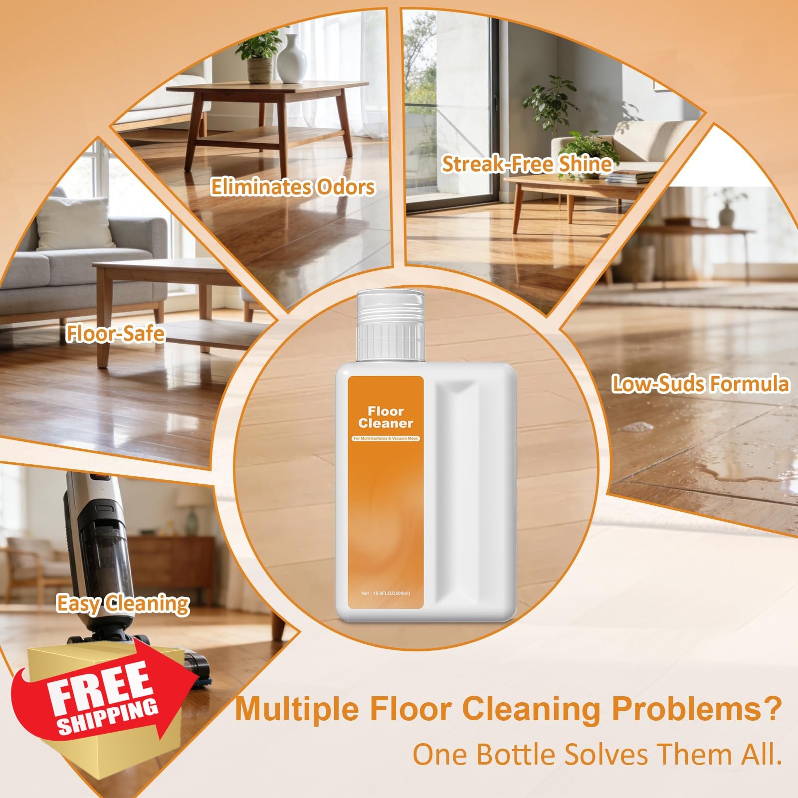 QKLYXEN Floor Cleaner Orange 1L 2 Pack