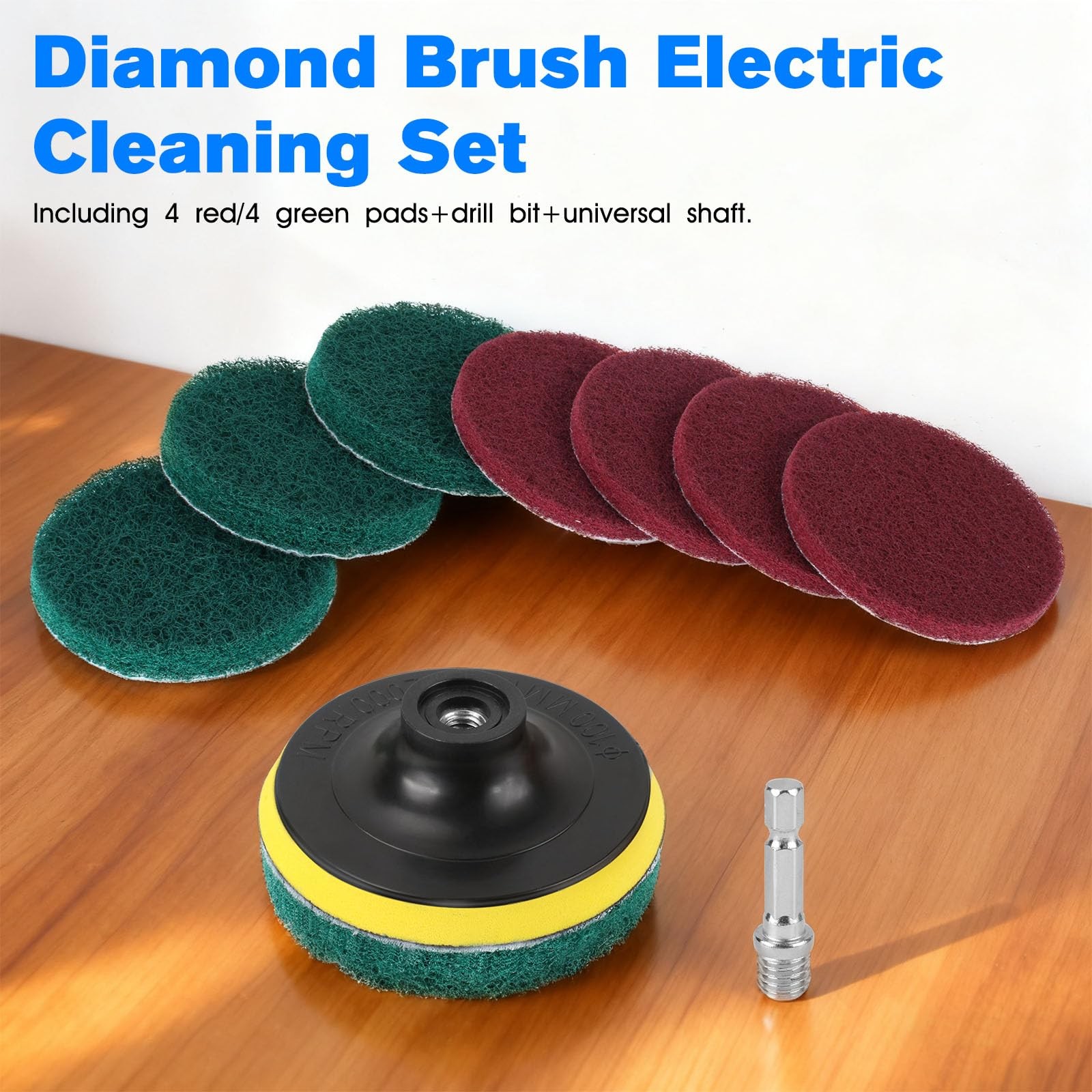 4-Inch Scrub Drill Brush Power Scouring Pads Household Cleaning Set 4 Red Pad…