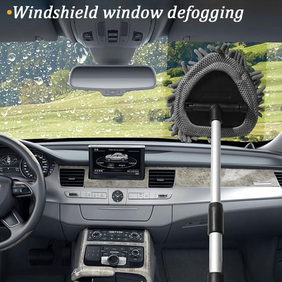 Car Windshield Cleaning Tool, Extendable Handle Vehicle Window Cleaning Kit with