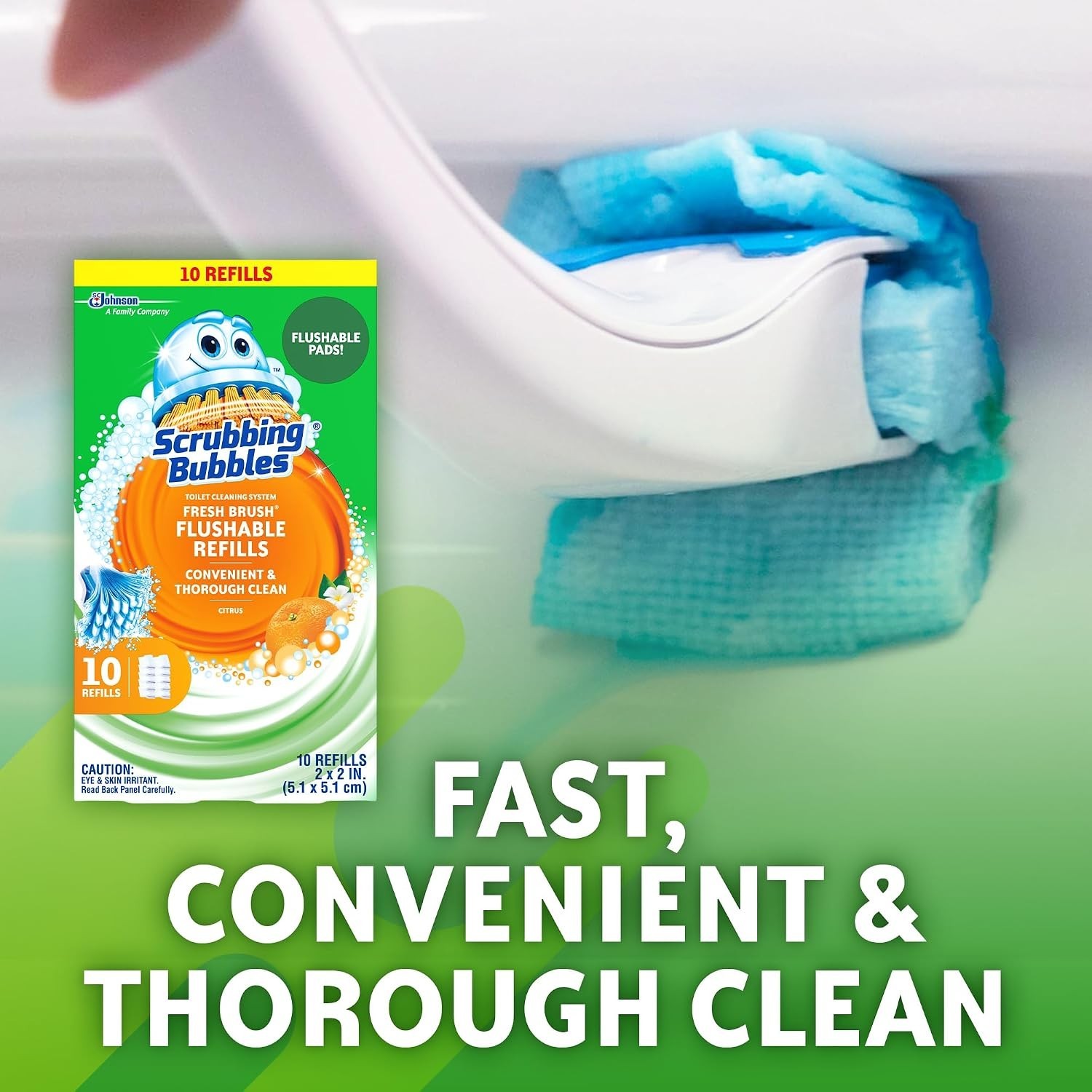 Scrubbing Bubbles Flushable Toilet Bowl Wand Cleaner Refills, Fresh Brush Cleane