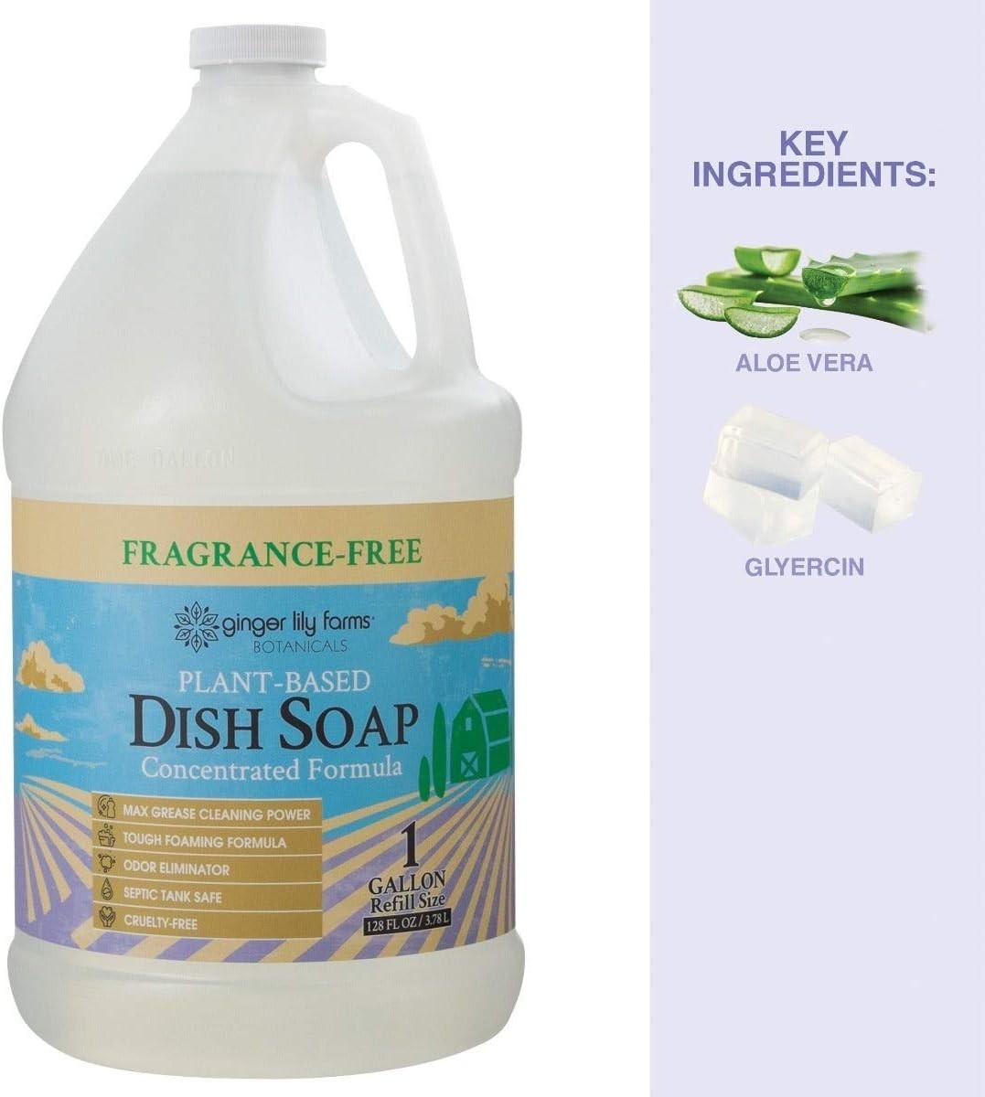 128 Fl Oz Plant Based Dish Soap Maximum Grease Cleaning Power Eco Friendly