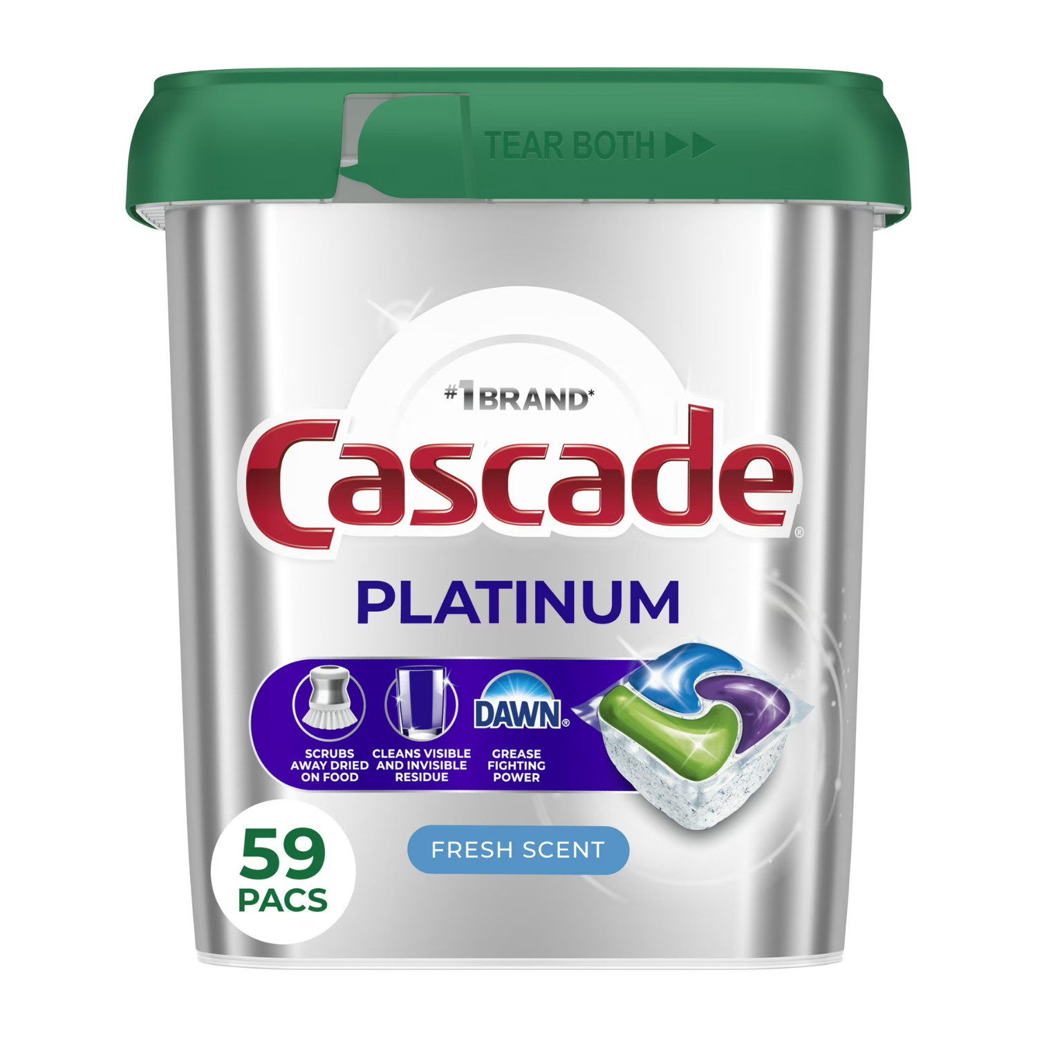 Cascade Platinum Dishwasher Pods, Dishwasher Detergent Soap Tabs, Fresh, 59 Ct