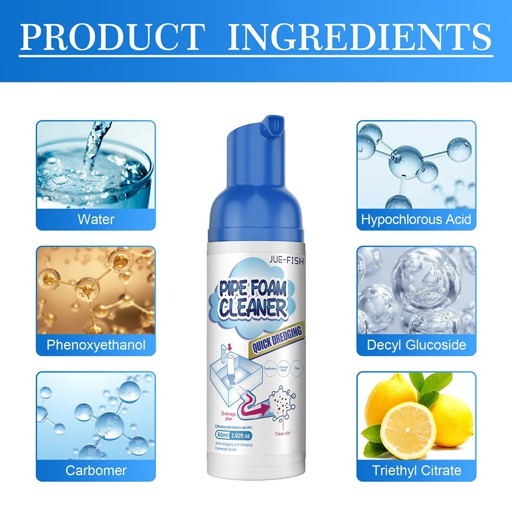 Grease & Odor Remover Foam Rapid-Acting Pipe Cleaner for Sink Drains