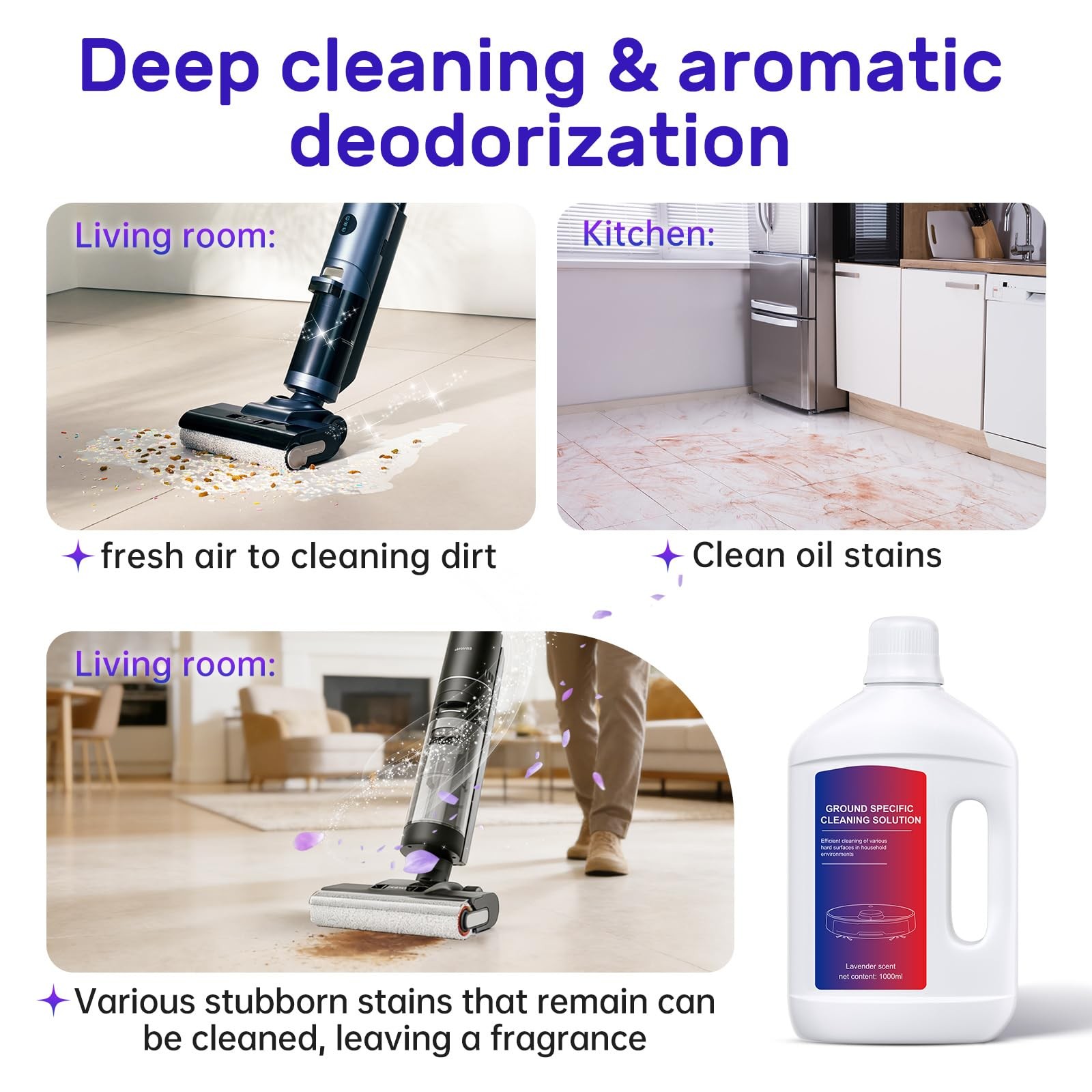 Lavender Floor Cleaning Solution 1L Compatible with Dreame Wet & Dry Vacuum a…