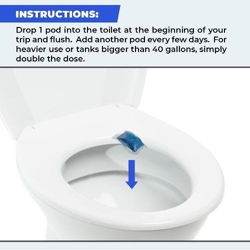 RV Toilet Treatment Drop Ins – 24 Easy Flush Self-Dissolving RV Black Tank Treat
