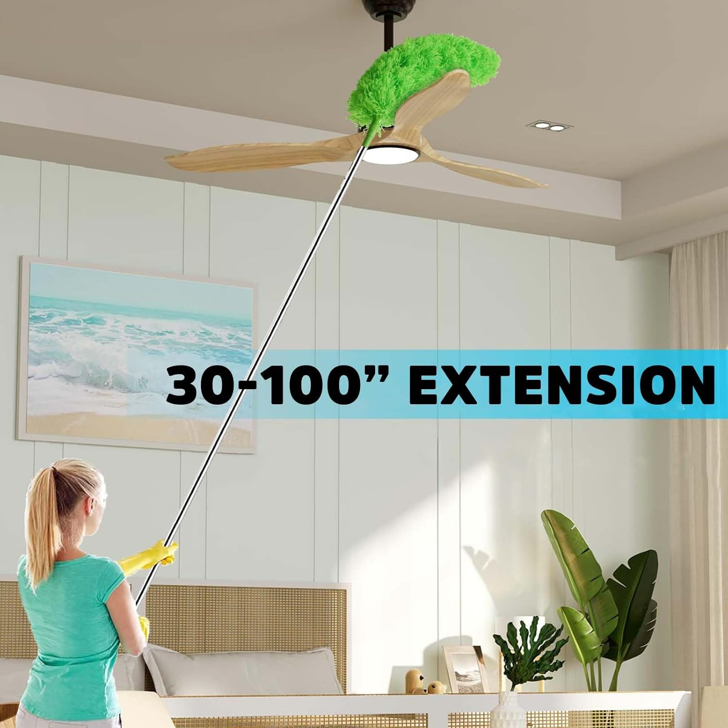 Ceiling Fan Cleaner Duster, Bafezoze Extendable Long Duster for High Ceilings, T